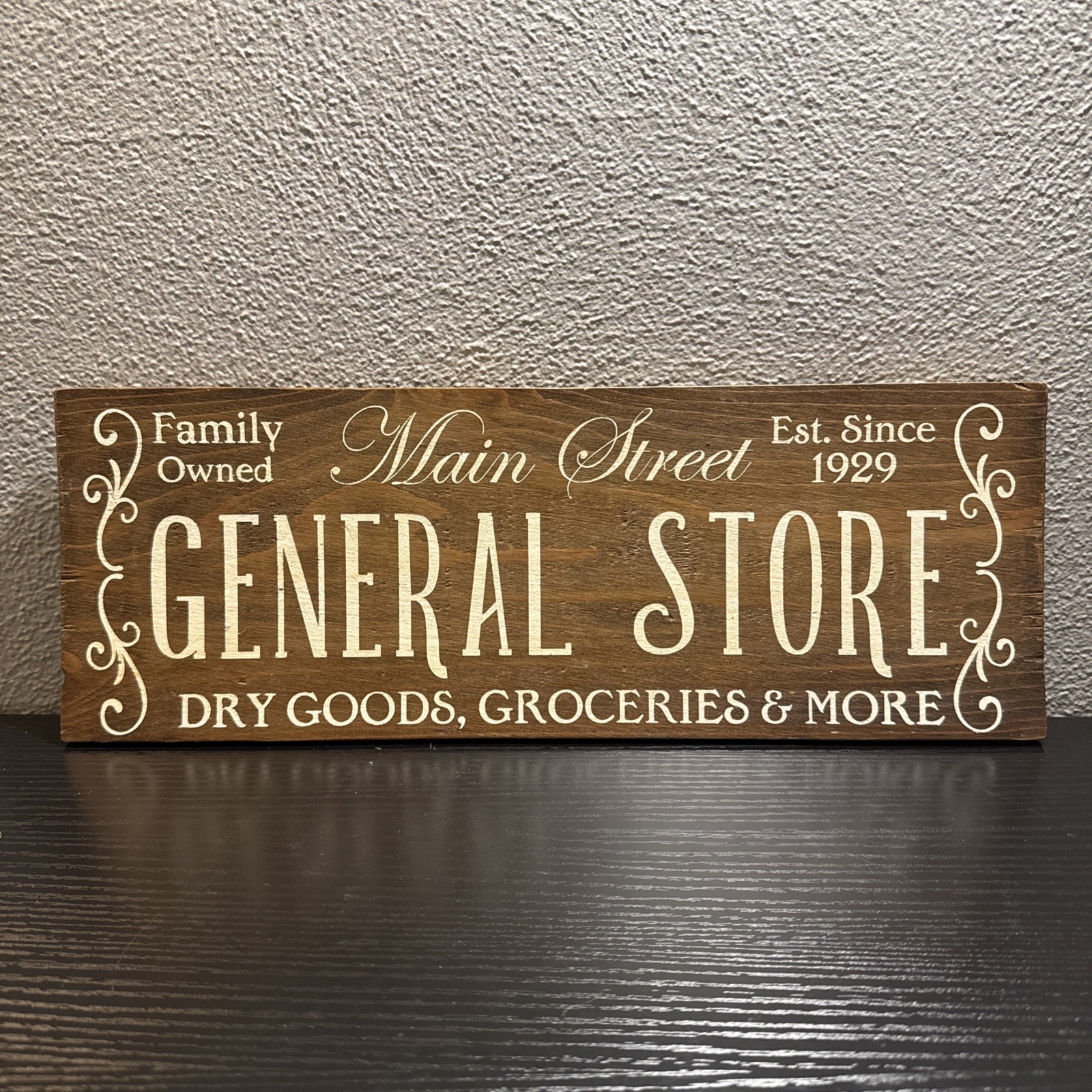 Primitive Rustic Mercantile Est. 1929 Dry Goods Groceries Hand Painted Wood Sign