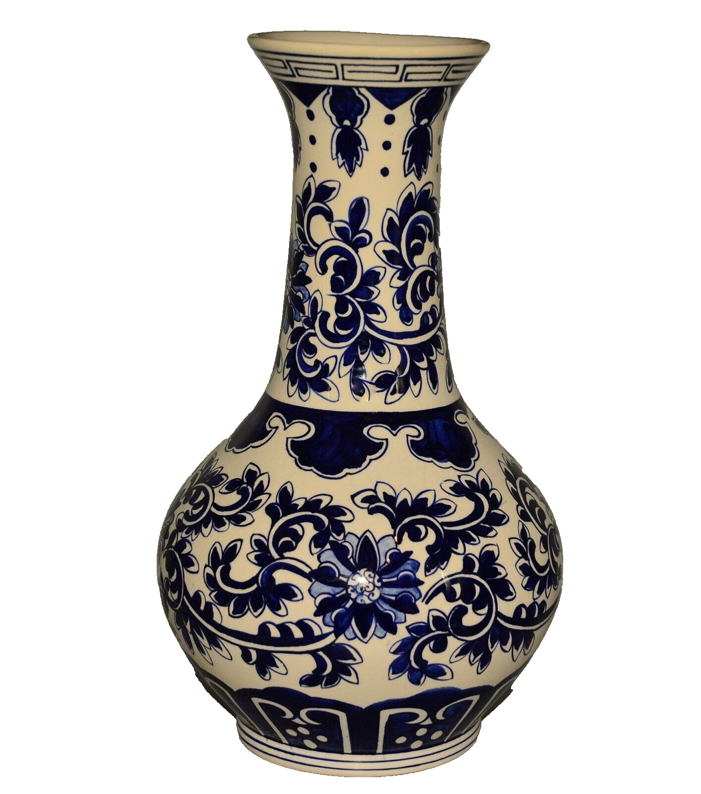 Chinese Republic Original Vintage Signed Taiwan ROC Blue & White Porcelain Vase
