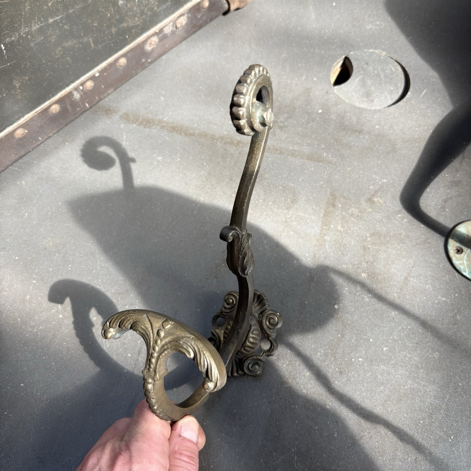 Vintage Brass Wall Hook Double Coat Hat Hook Salvage