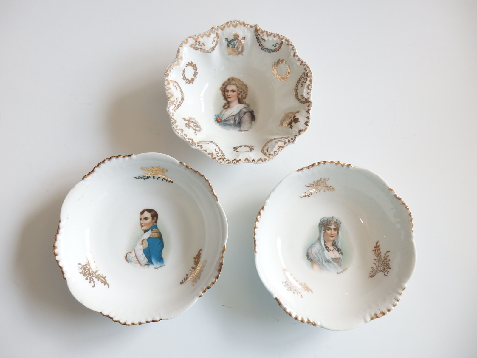 Prov Saxe ES Germany Napoleon Josephine Hortense Portrait Bowls