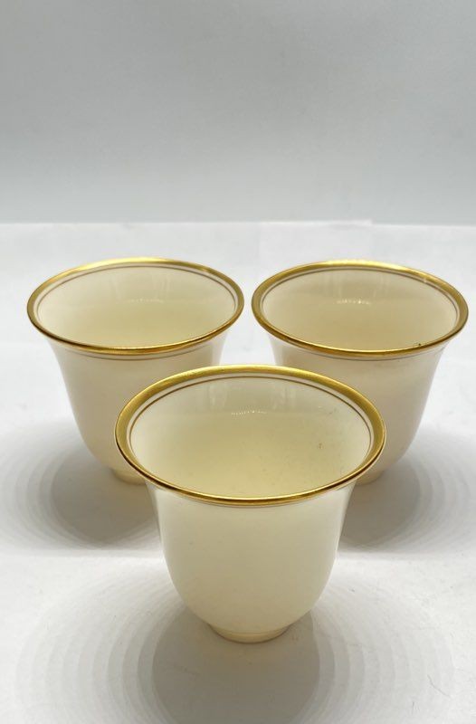 Lenox Bone China & Sterling Silver 925 Demitasse Cups Set of 3 Floral Swag