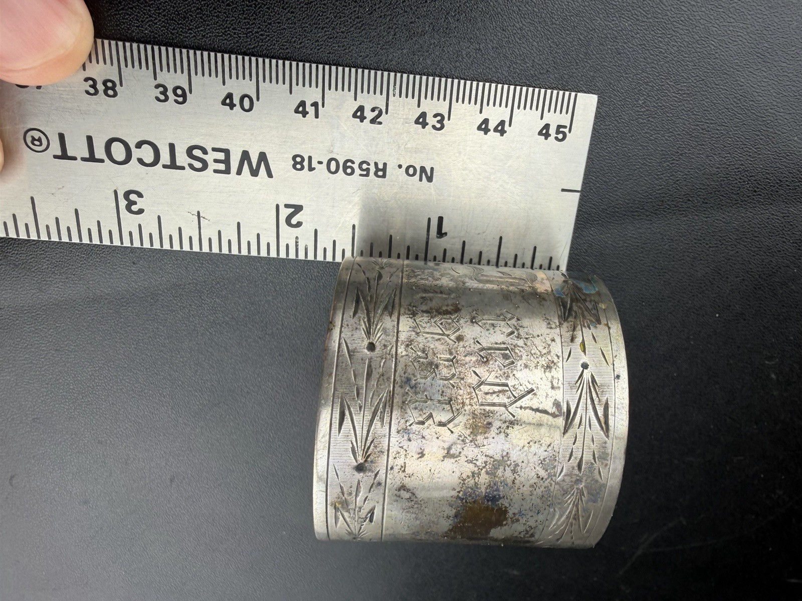 Antique 850 Silver Napkin Ring Engraved Fred 1933 To Howard 1875 33.66g Tested
