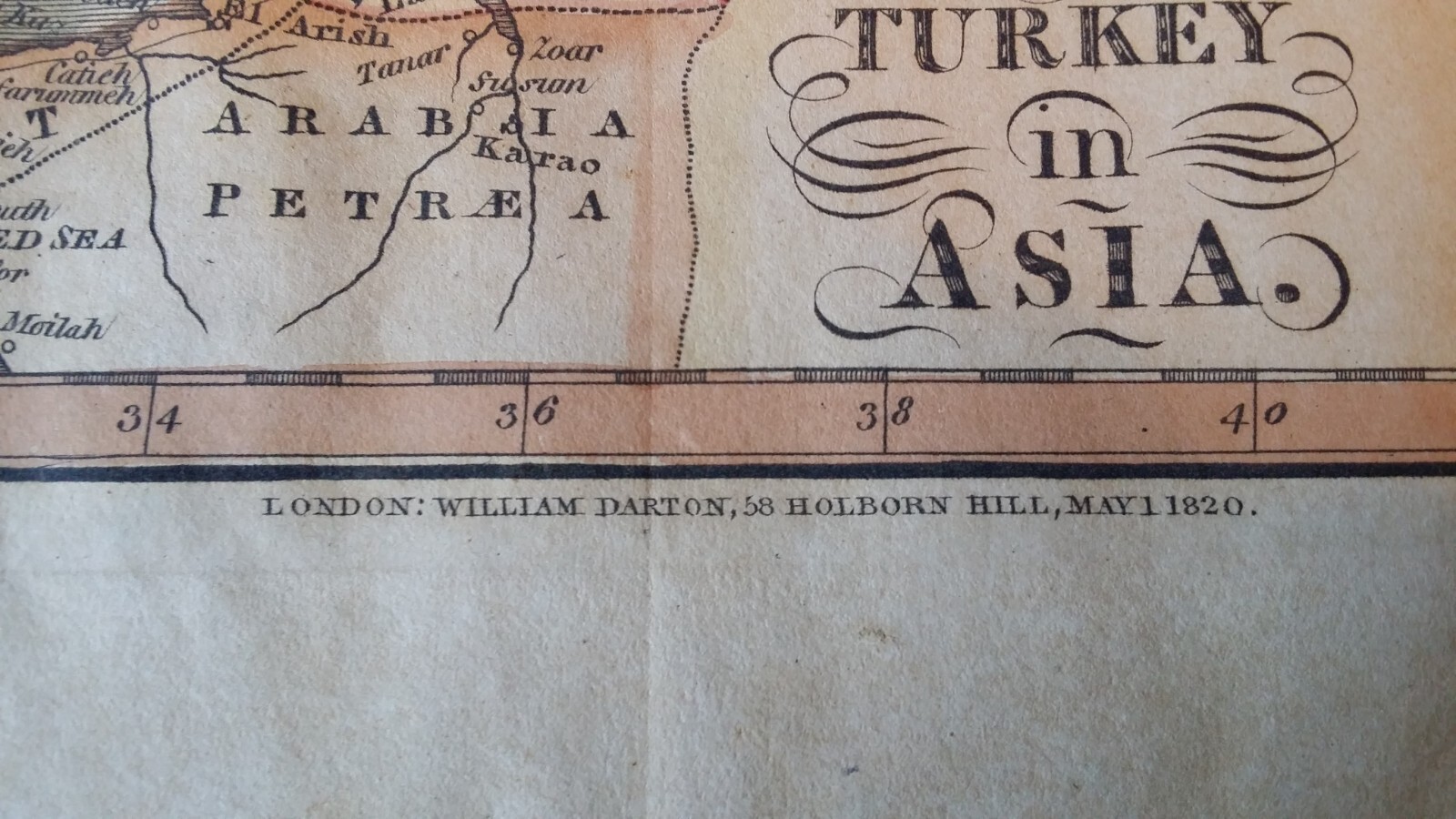 1820 ANTIQUE COPPER PLATE MAP TURKEY IN ASIA – WILLIAM DARTON – OTTOMAN EMPIRE