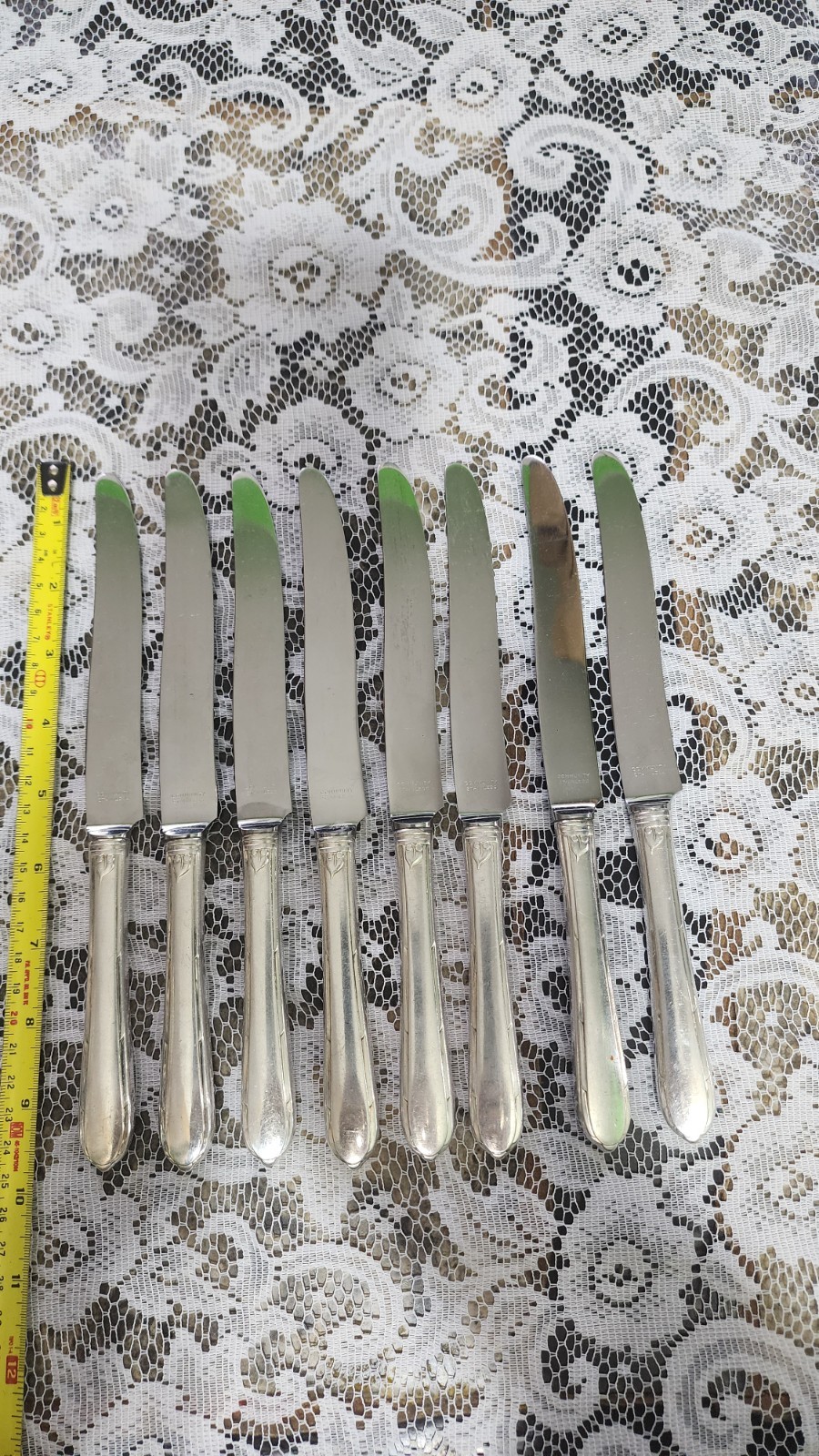 ✅ LOT OF 8 c1935 BERKLEY SQUARE SILVERPLATED NEW FRENCH HOLLOW PLACE KNIVES 🍽