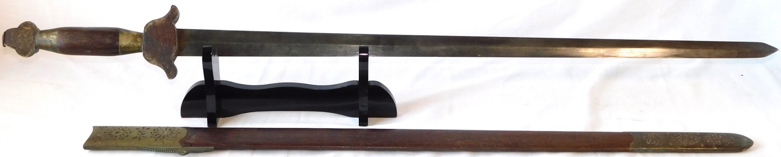 Antique 19c. Chinese Qing Longquan Seven Star Daoist Scabbard Sword 41″