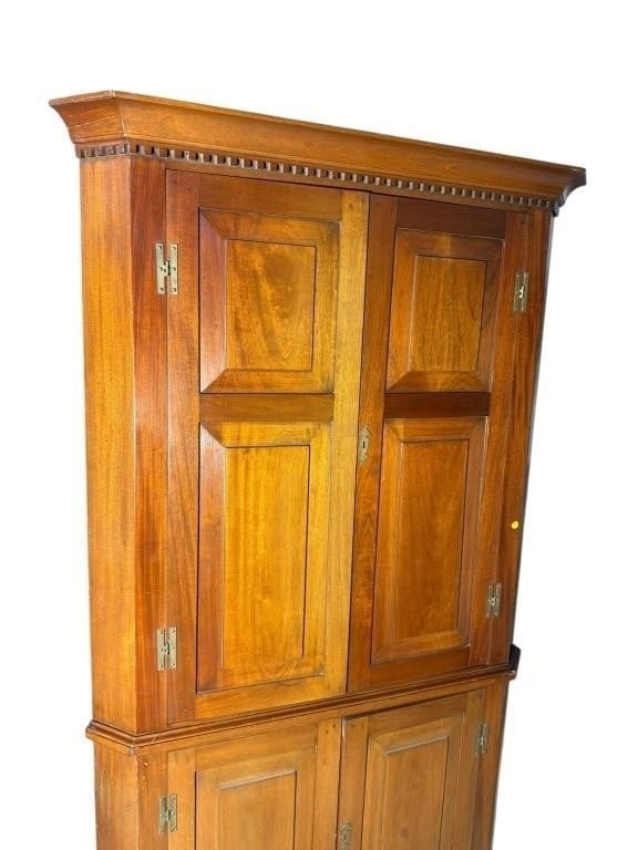 SOLID MAHOGANY CUSTOM PEGGED CORNER CABINET