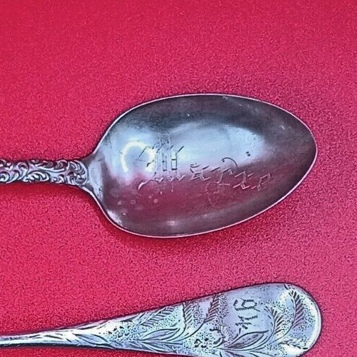 (4) Antique Wendell Sterling Silver Spoons all engraved “Marie” and “1890-93” ++