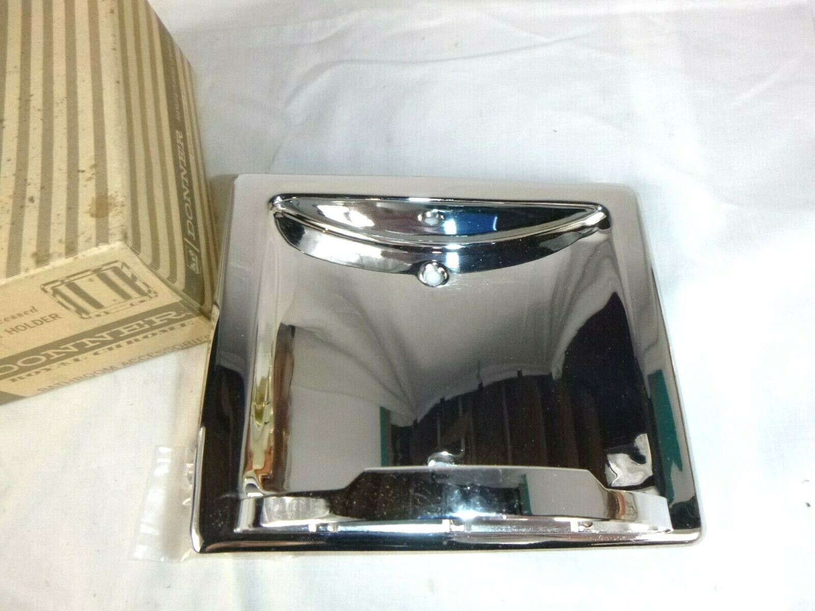NOS Vtg Mid Century Chrome Recessed Tumbler Holder Donner #945