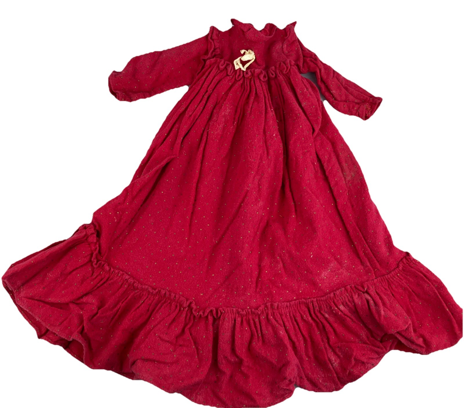 Antique Edwardian Victorian Hot Pink Cotton Flannel Dress
