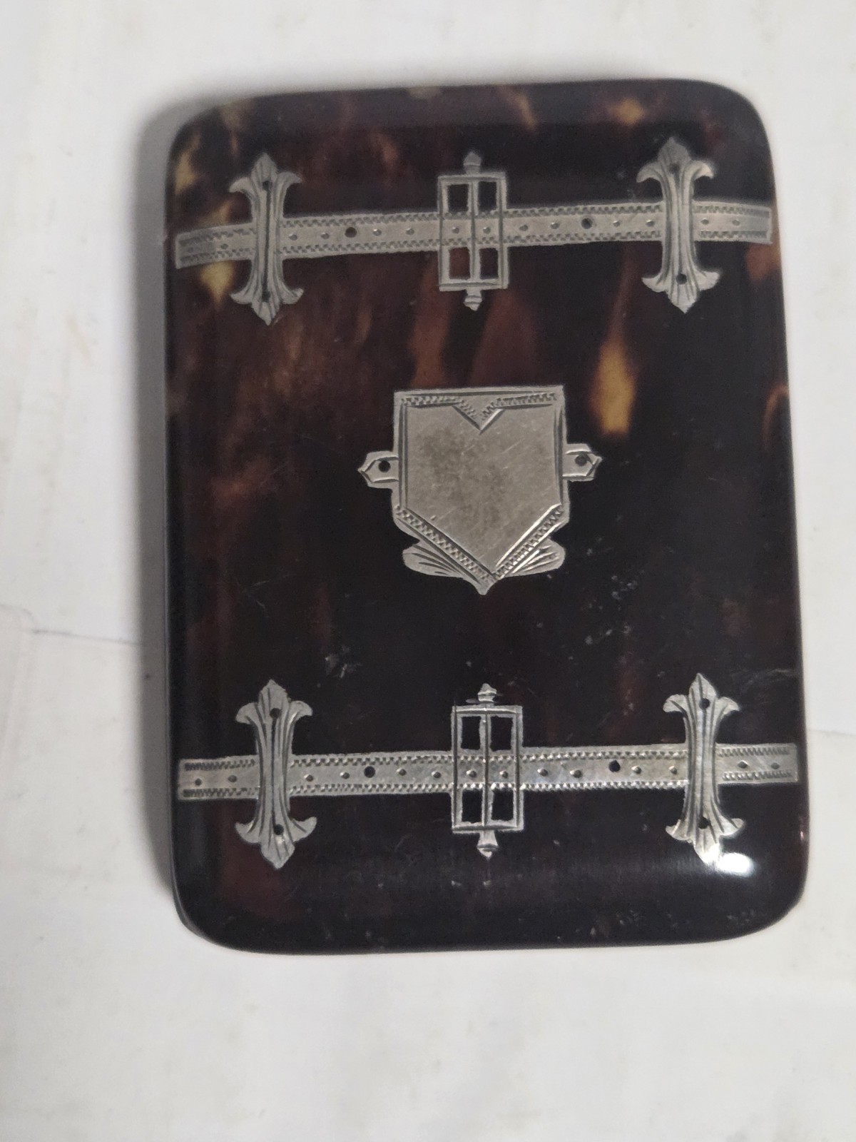19th Century Antique Calling Card Case, Necessaire – Faux Tortoiseshell & Silver