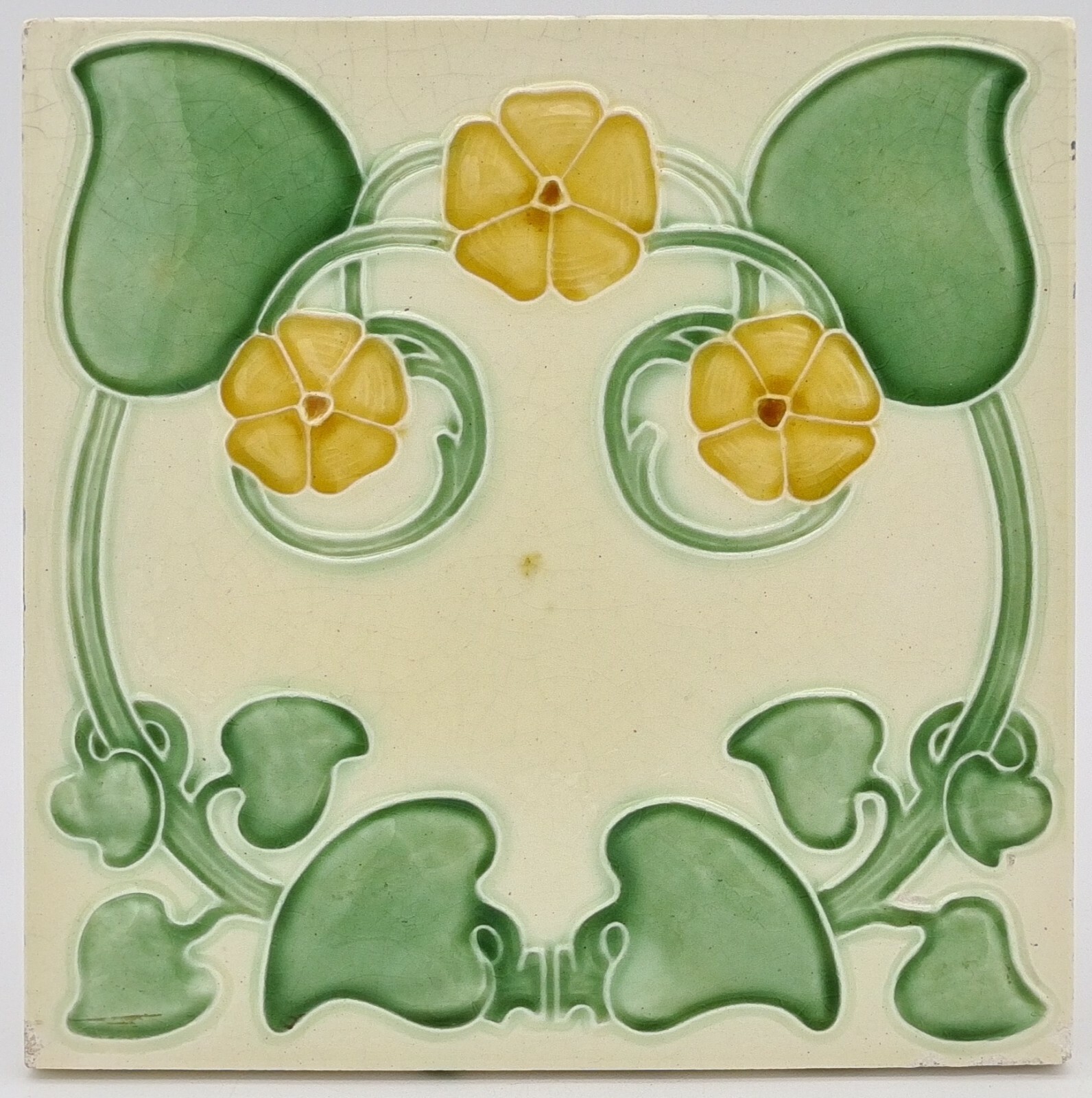 Art Nouveau Fireplace Moulded Majolica Tile Henry Richards C1905 AE3