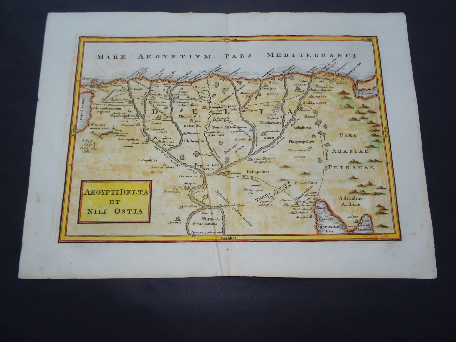Antique Map of the Nile Delta by Christoph Cellarius 1795