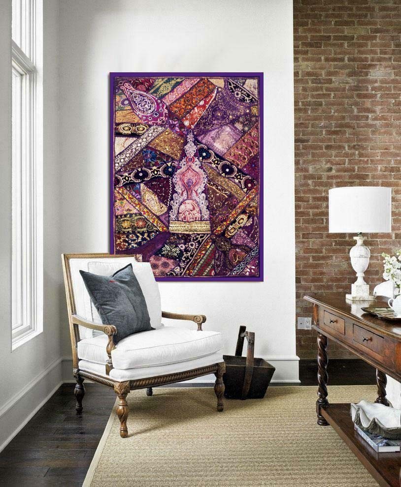 60″ Tapestry Wall Hanging Patchwork Embroidered Festive Season Gift Decor Throw