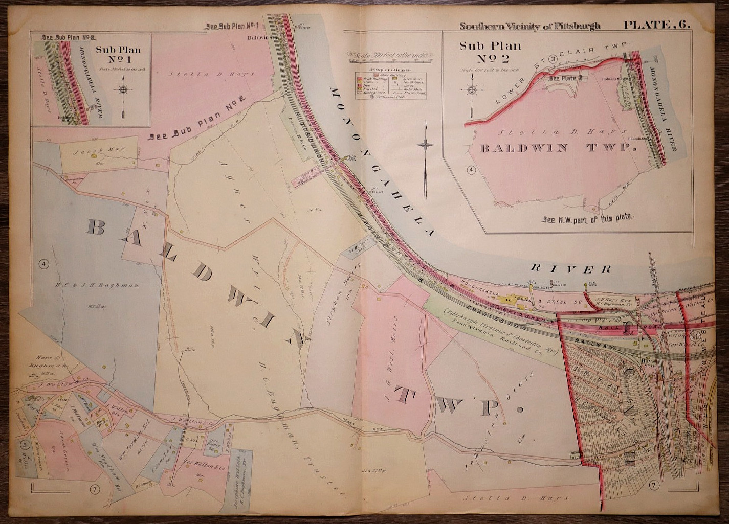 1905 Plat Map ~ Hays – Baldwin, South Pittsburgh, PA (LG23x31)