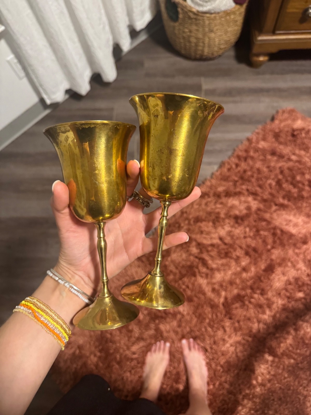 Vintage International Silver 24K Gold Electroplated 2 Stemmed Wine/Water Goblets