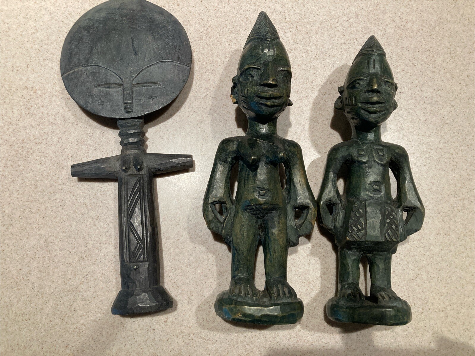 YORUBA IBEJI twin figures/AKUA’BA DOLL African tribal art sculpture statue set