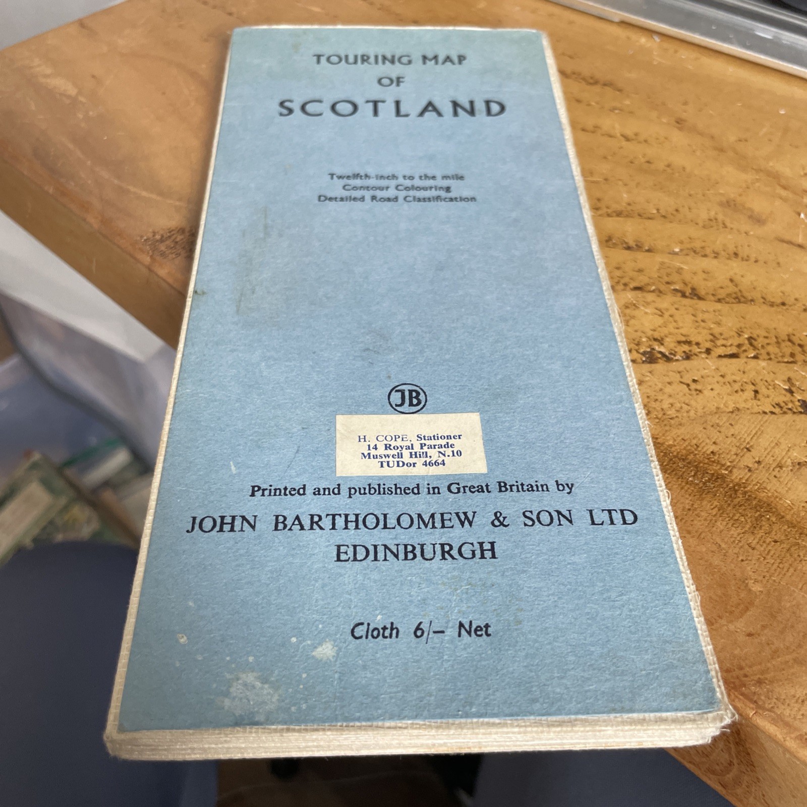 1959 Touring Map of Scotland John Bartholomew Edinburgh bought in Muswell Hill