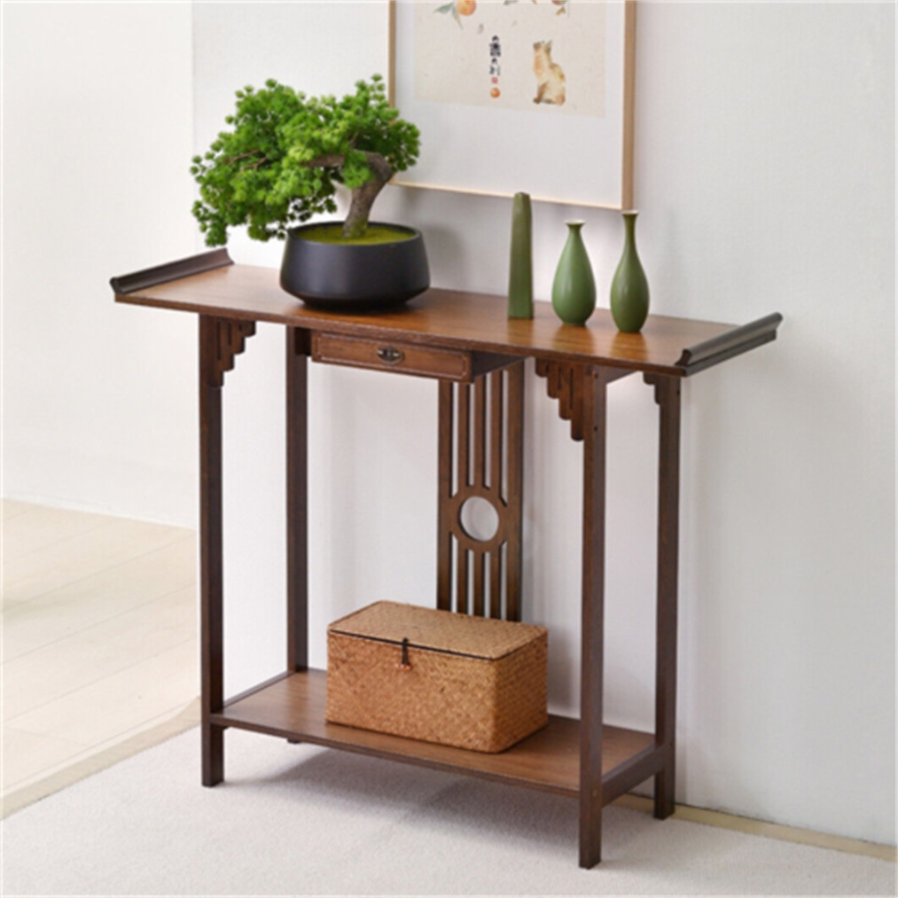 High Polish Narrow Console Table Hallway Table Entry Decor 2-Tier Storage Table