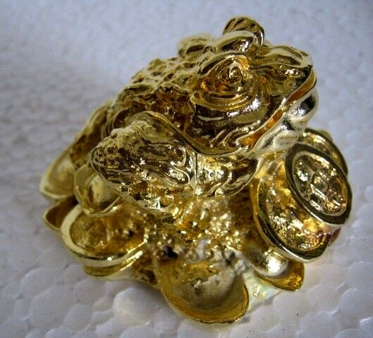 OLD CHINESE WEALTH LUCKY COINS GILT FROG TOAD