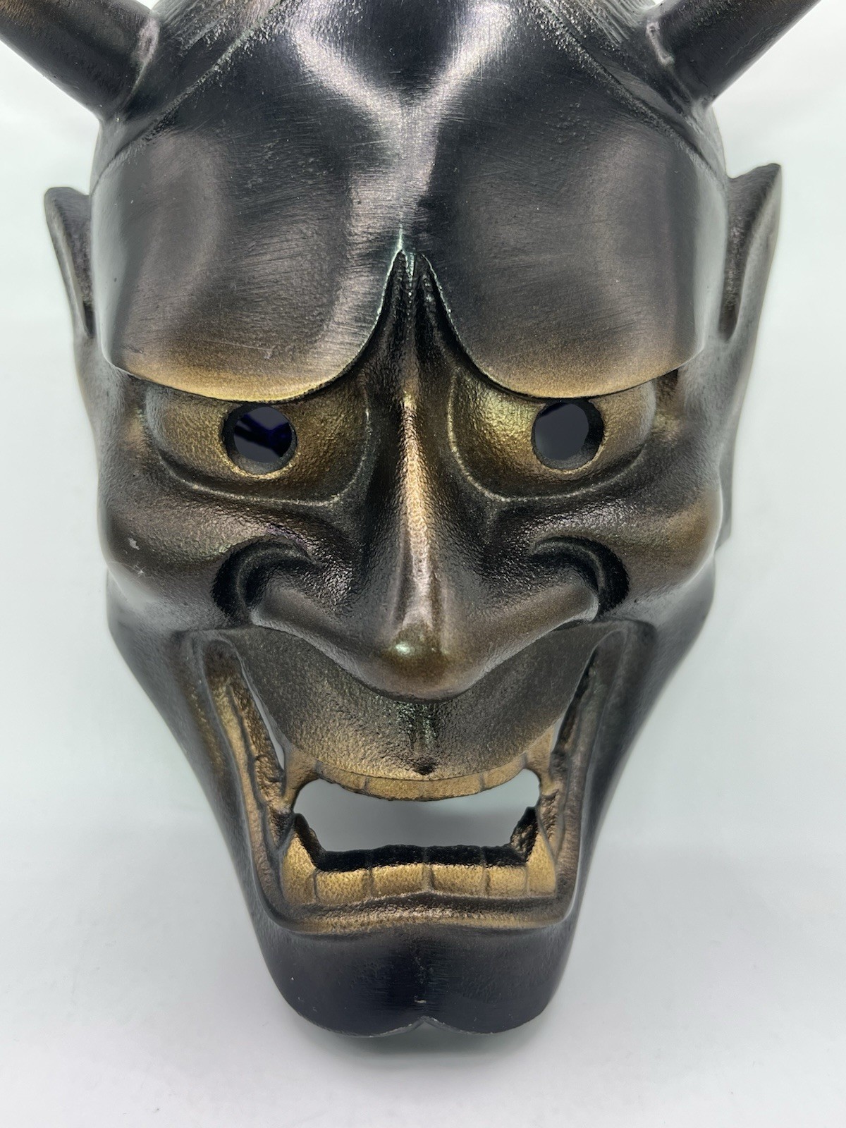 Vintage Japanese Iron Noh Hannya Iron Mask Takaoka-Doki Signed Collector’s 2.5lb