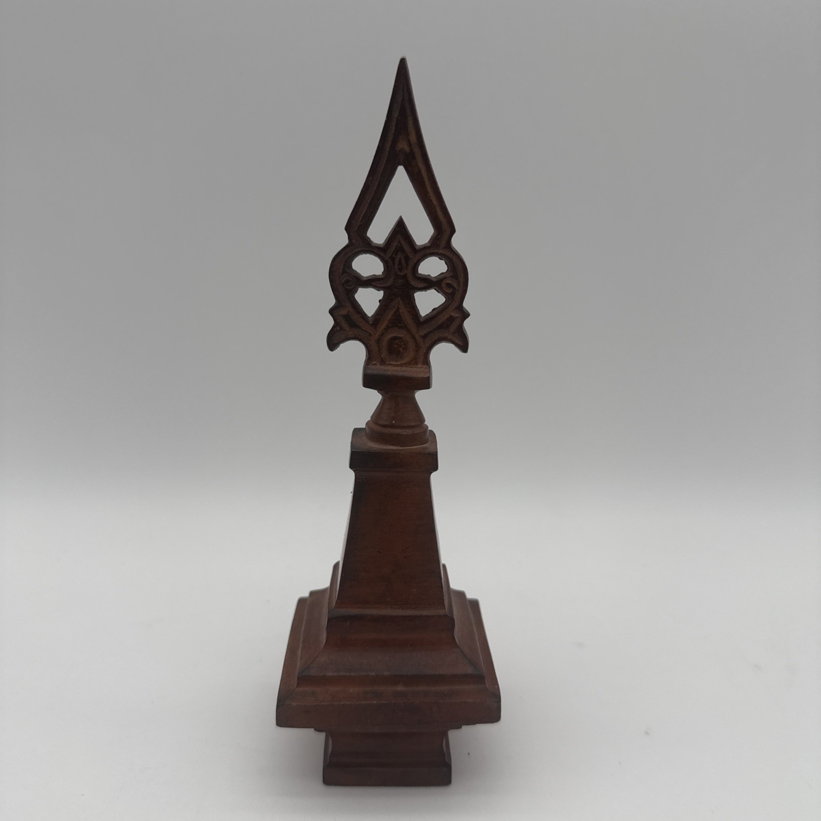 Architectural Design Finial Rust/Bronze Heavy Metal 8” Tall Felt Square Base