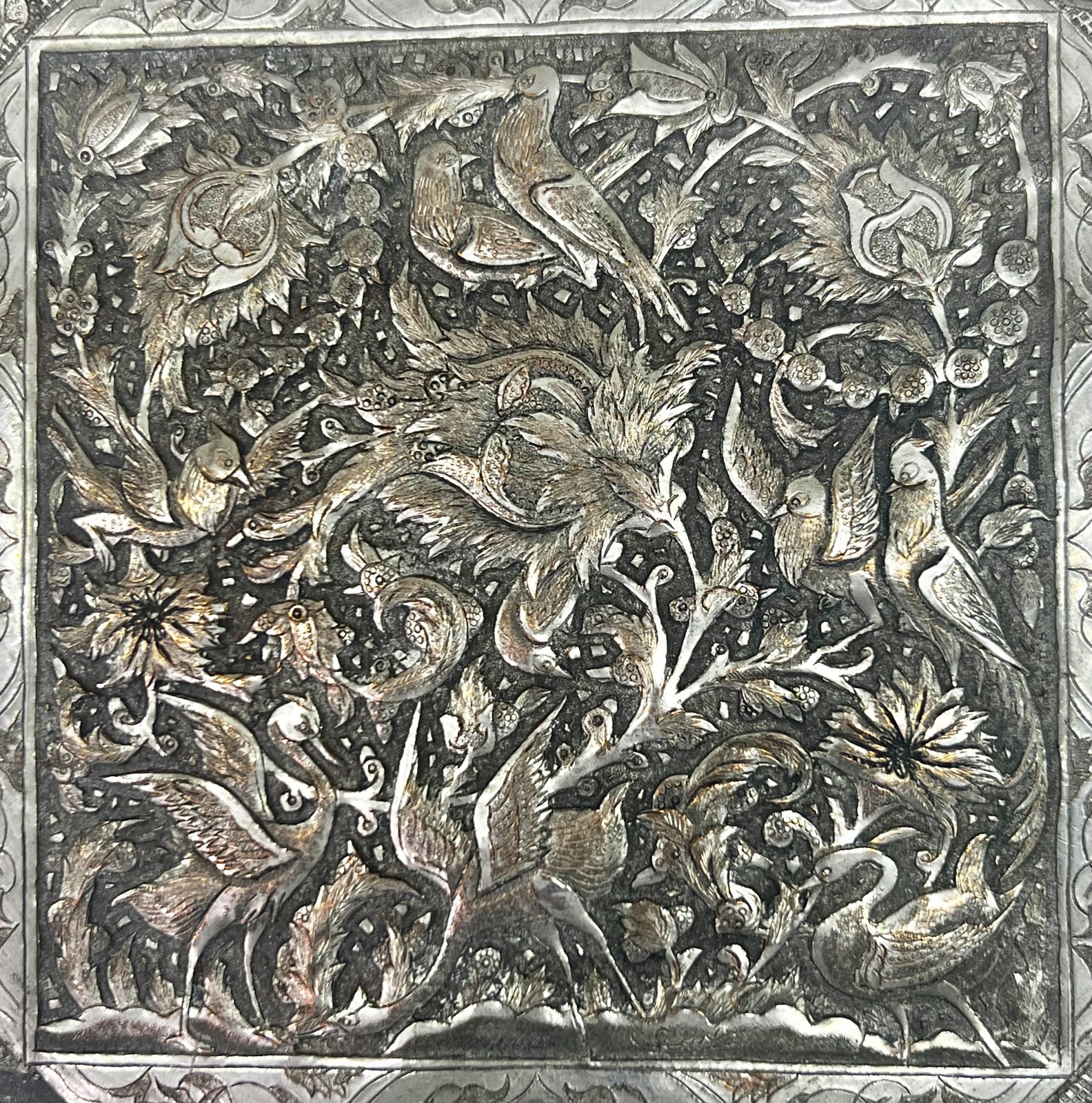 Middle East Copper Oval Tray Ghalamzani Metal Work