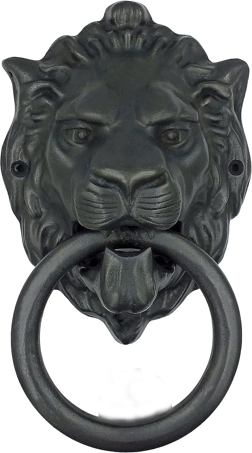 Royal Lions Head Door Knocker Solid Brass (Black Oxide)