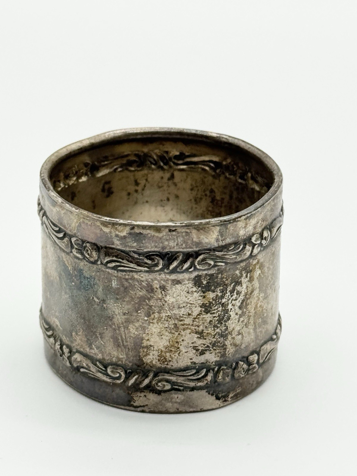 Vintage Sterling Silver 800 Napkin Ring Floral Etched English Victorian 11g T1