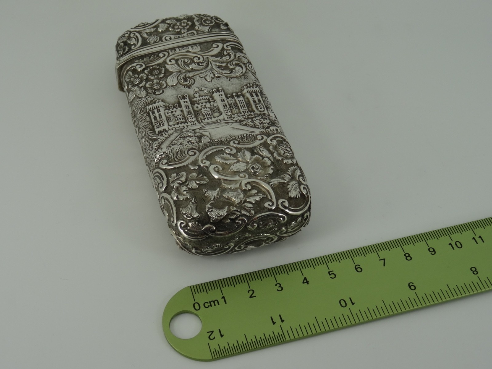 SOLID SILVER CASTLE TOP CIGAR CHEROOT CASE BIRMINGHAM 1841 BY NATHANIEL MILLS