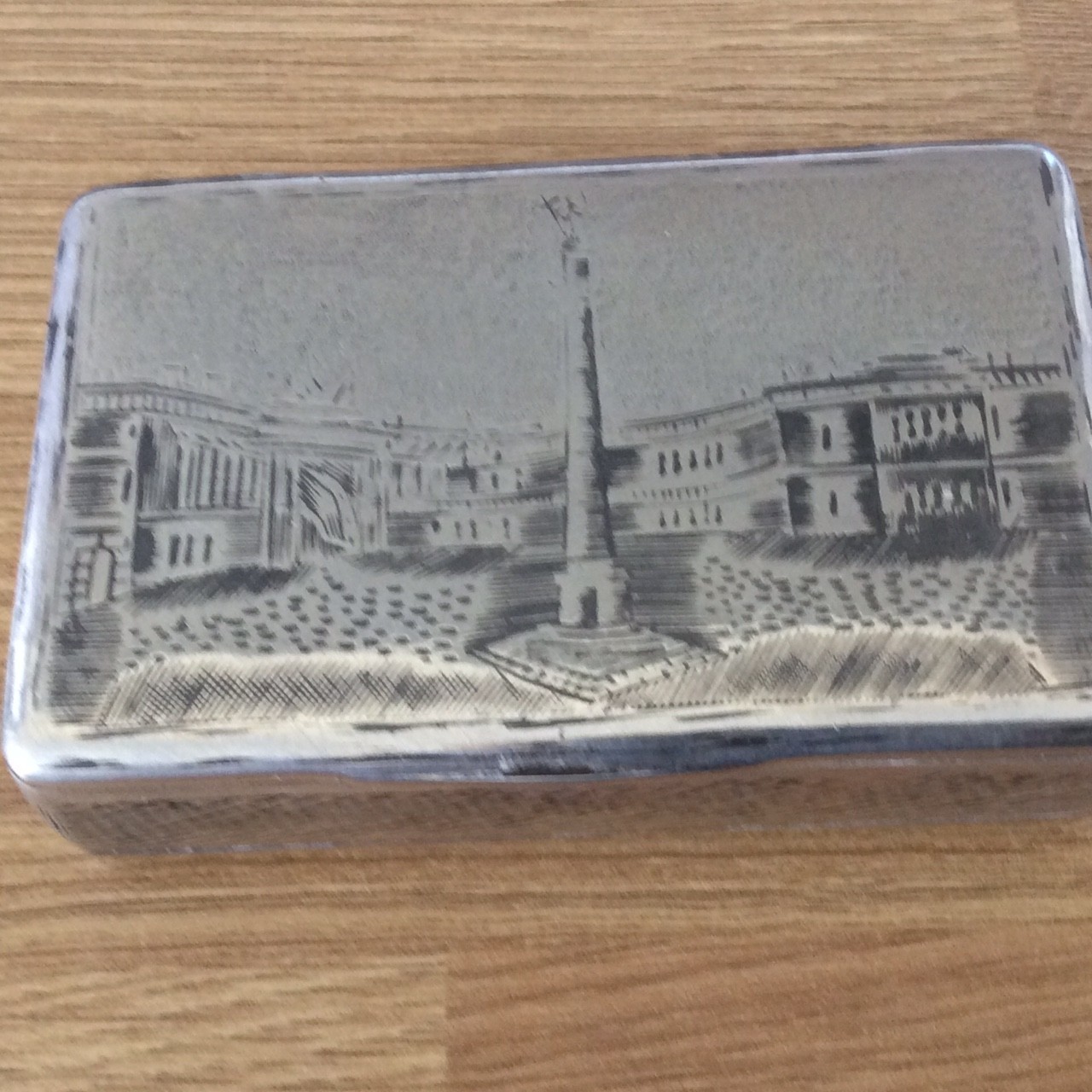 St Petersburgh Imperial Russian Silver Niello Snuff Box 84 Zolotniki – 107 gram