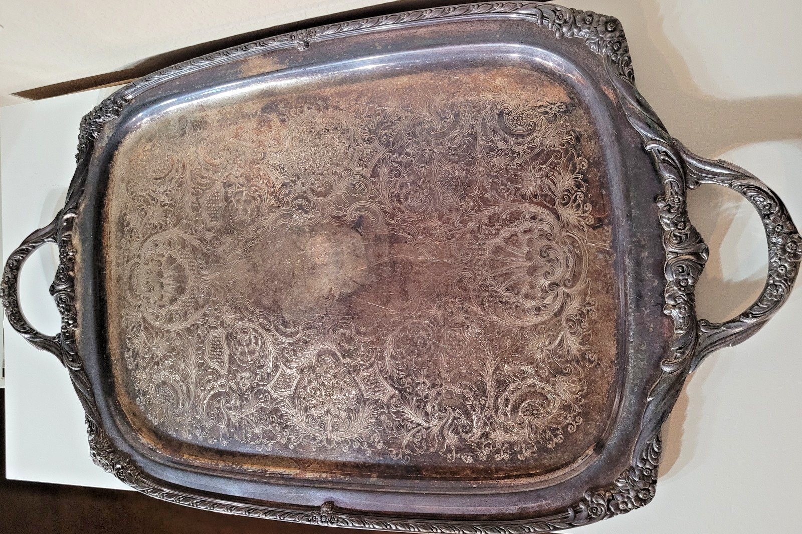Wm Rogers Bros IS Heritage 9492 Silverplate Tray Large Ornate Serving Platter