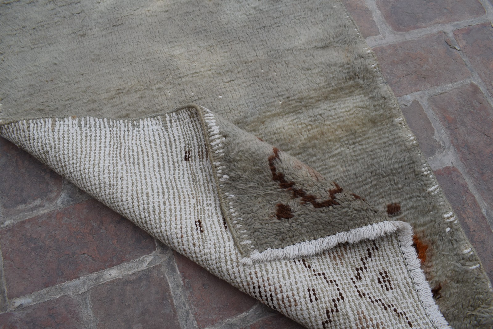 Handmade Moroccan Wool Area Rug Muted Beige Geometric Tribal Accent Modern