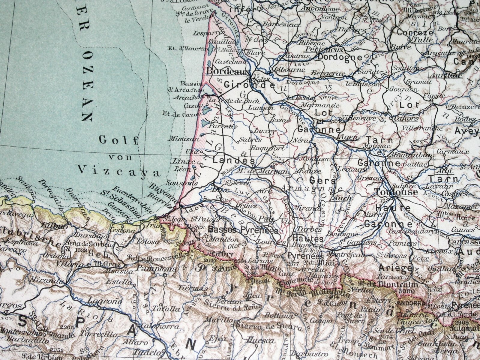 1912 ANTIQUE MAP OF FRANCE / PARIS GERMAN LORRAINE AND ALSACE