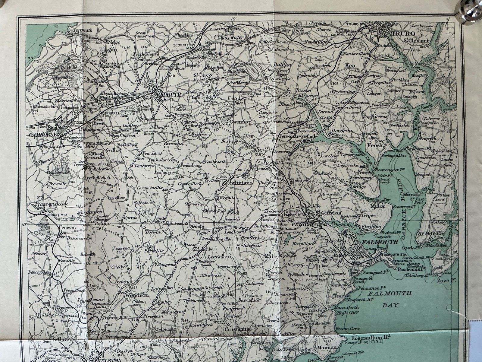 THE LIZARD – 1950 Vintage County Map Cornwall Mullion Falmouth HELSTON