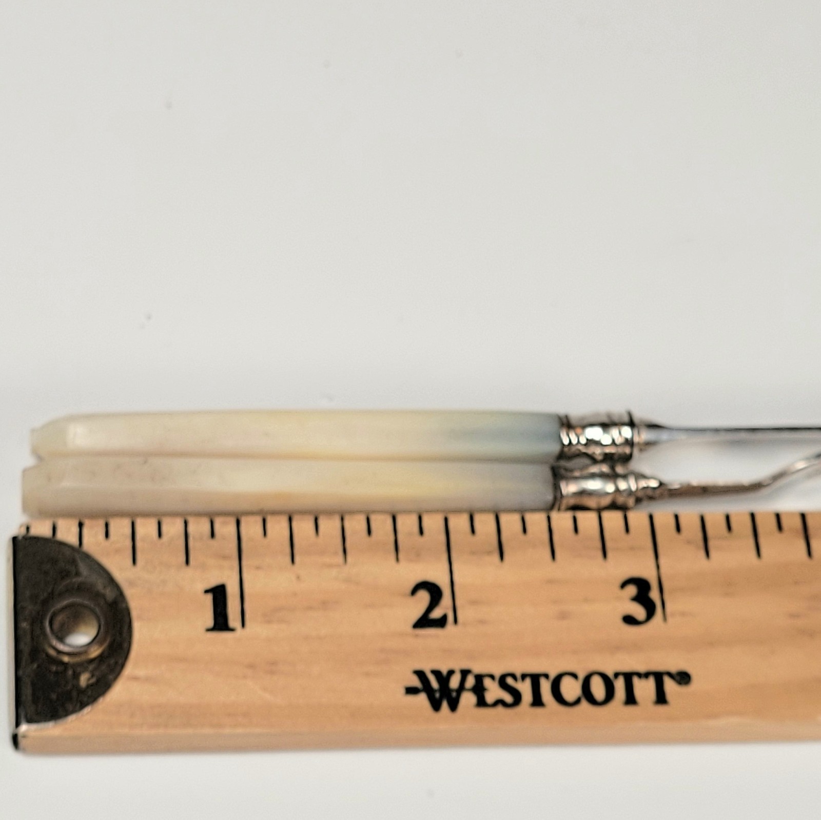 Nathaniel Mills 1847 Knife & Fork Set Sterling Silver Mother of Pearl 4.75″-5.5″