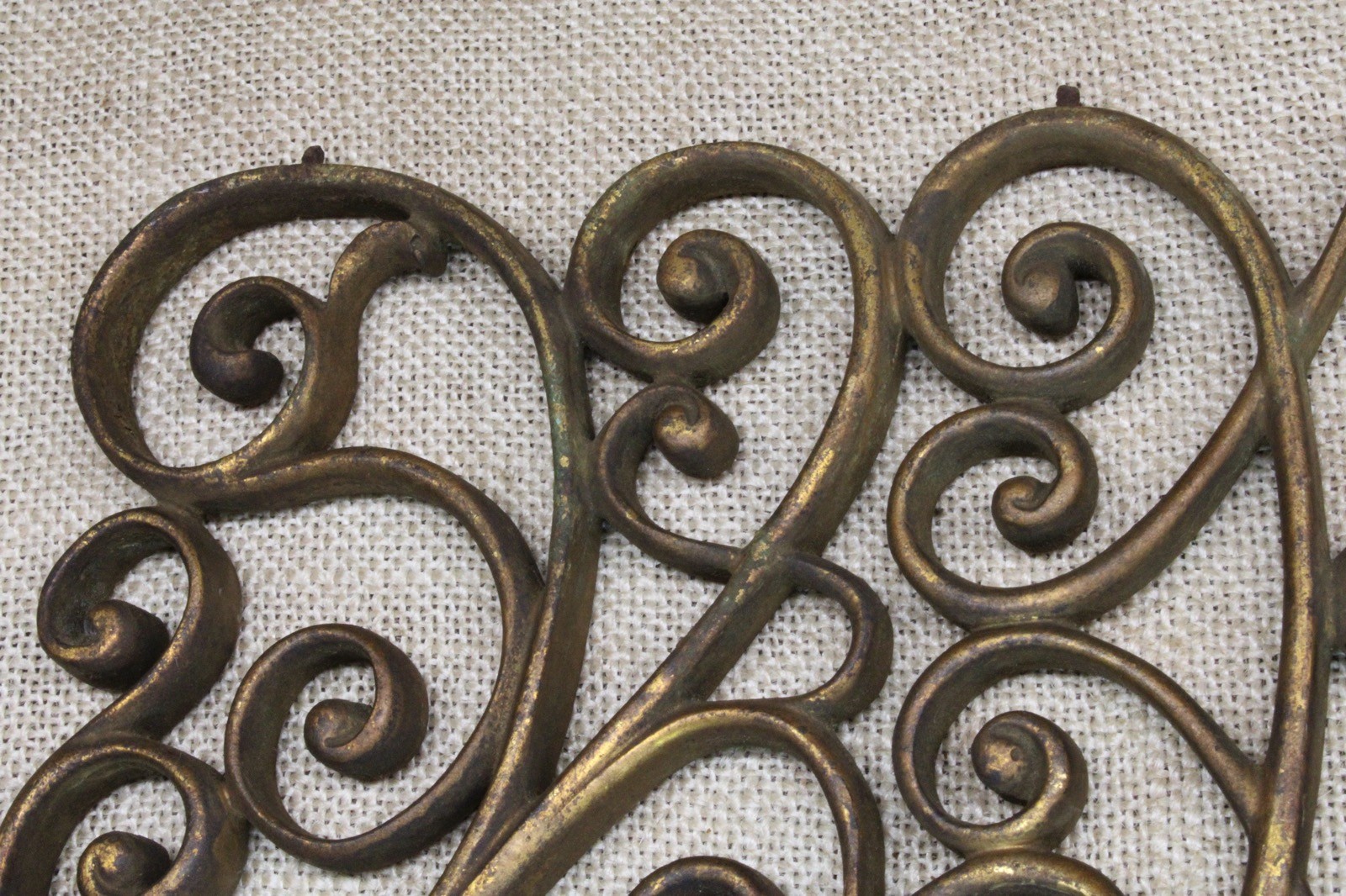 Old Brass Architectural Element Curls Vine Grill Grate Vintage 13 1/2” Cast
