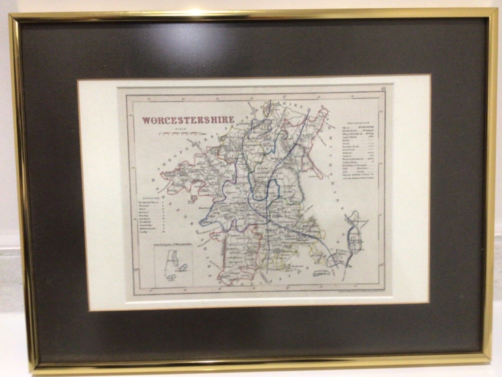 “ WORCESTERSHIRE” JOSHUA ARCHER c1850.A Clearly Engraved Map with Outline Colour