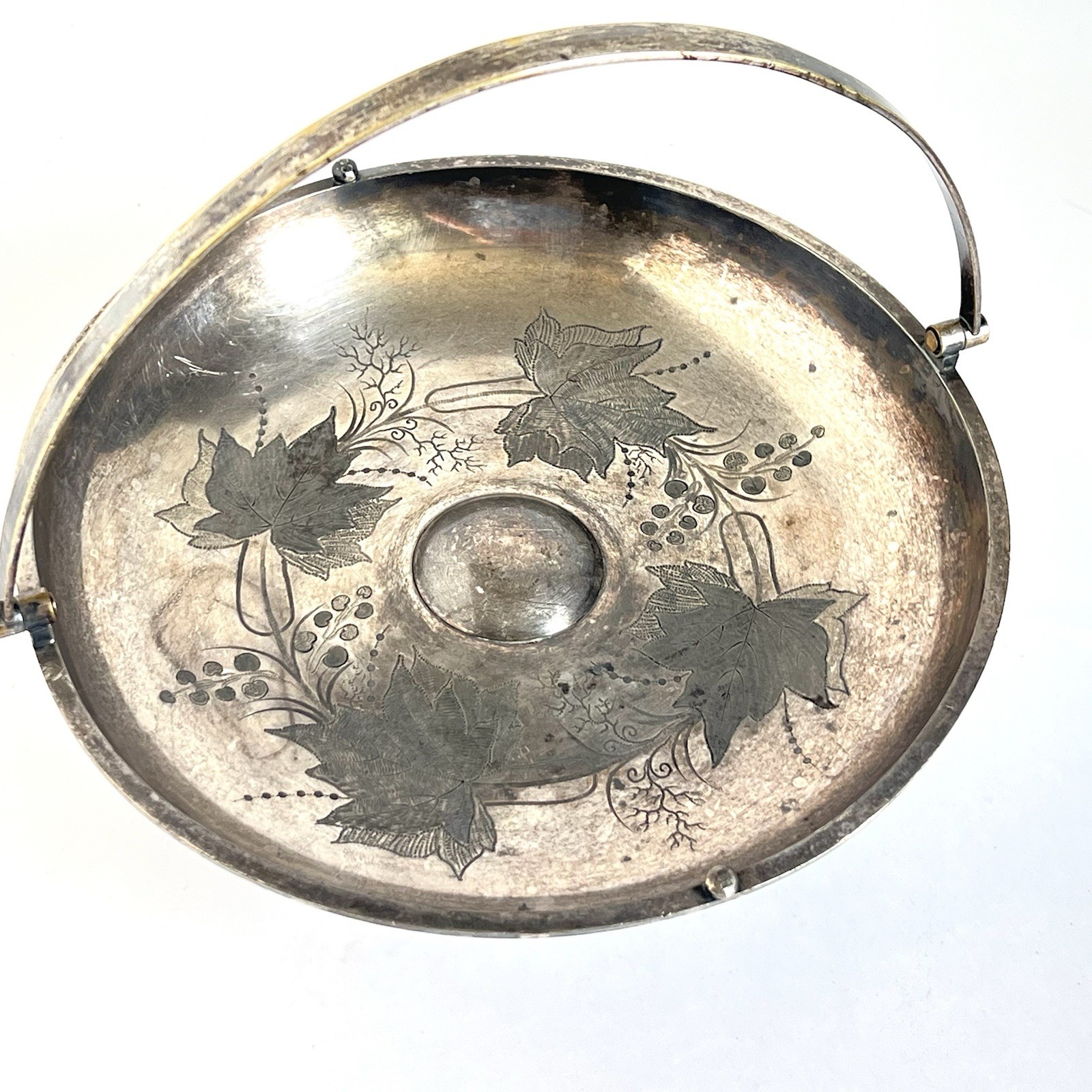 Victorian Rogers Smith &Co Silver Plate Bridal Cake Basket with Maple Leaves