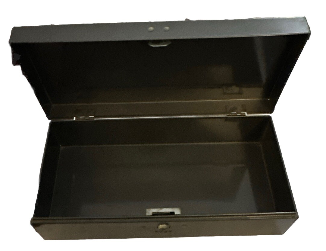 Vintage Metal Lock Box Model 1013 Hammered Gray Finish 12” X 5-1/2” X 3-1/2”