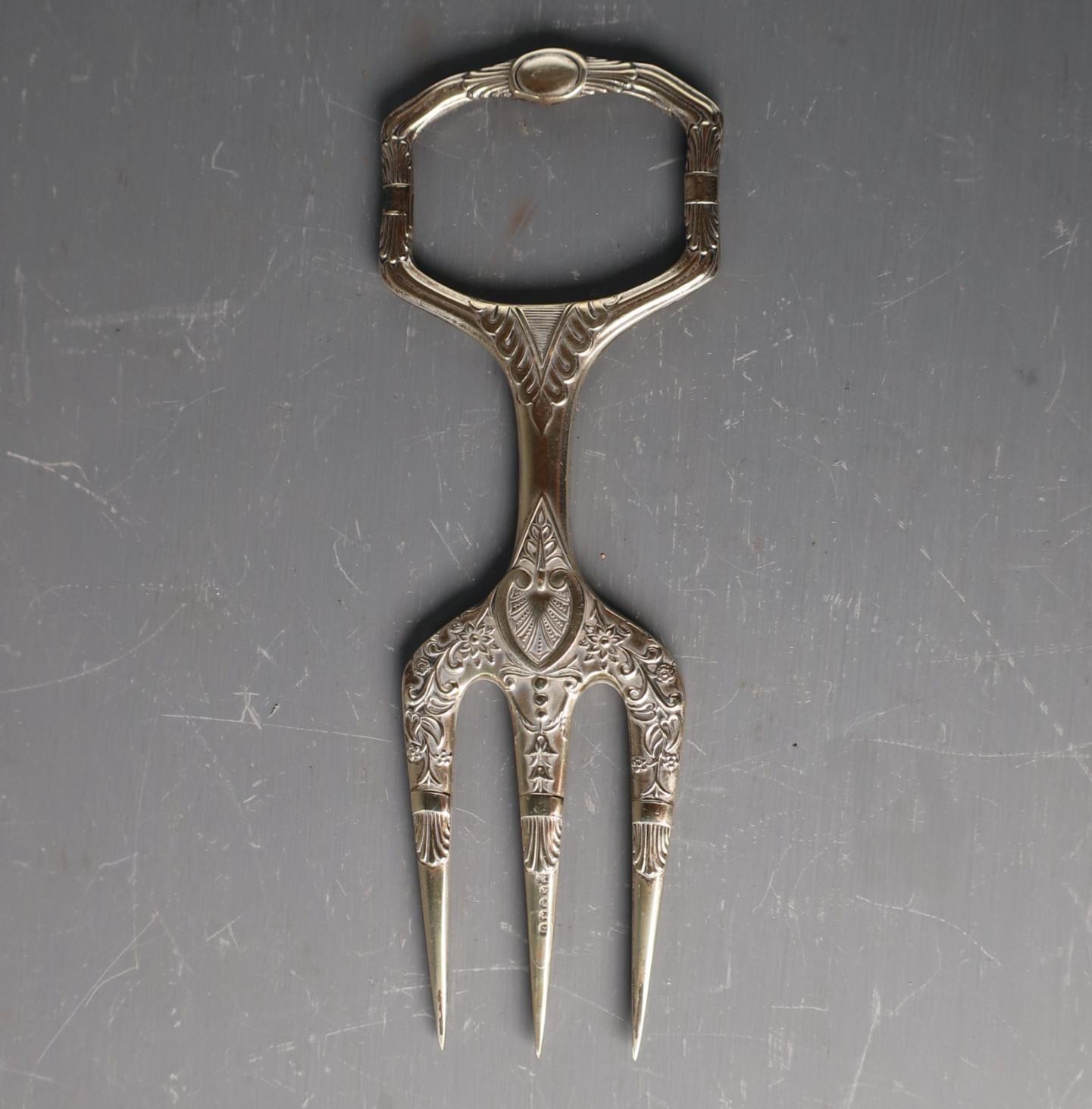 Antique Victorian Silver Plated 3 Prong Bread Fork Serving Fork