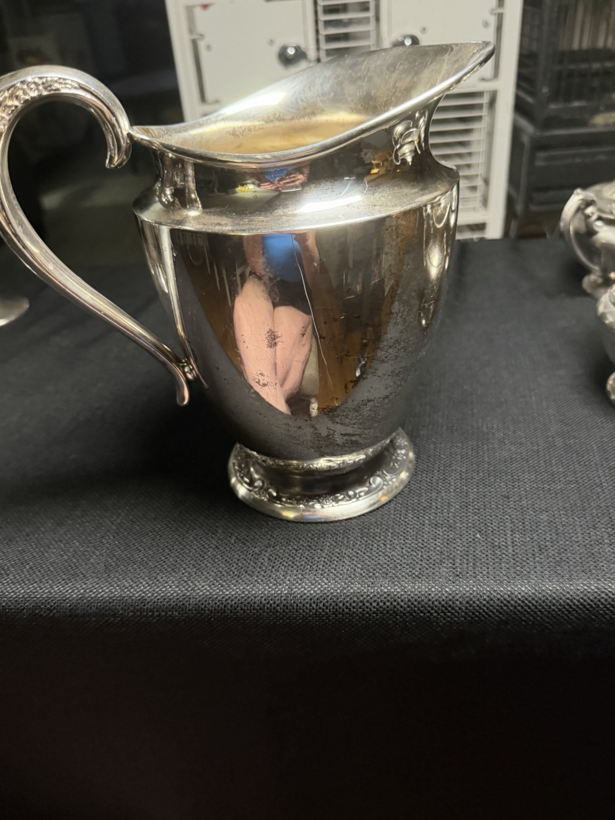 Vintage Rogers & Bro Silverplate Water Pitcher #2817 Ornate Handle 6” Tall