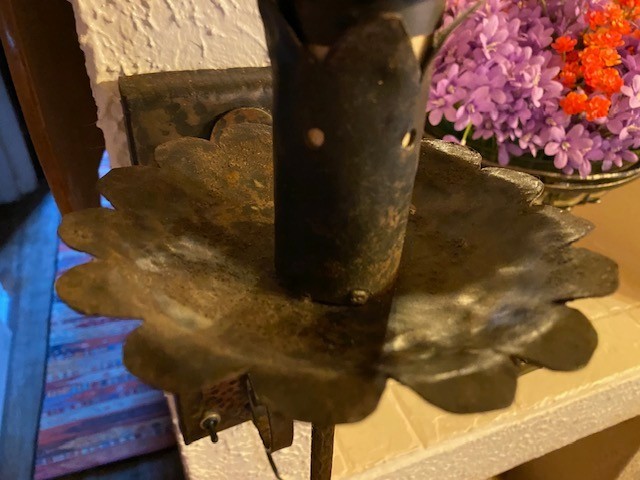 SPANISH REVIVAL GOTHIC BRUTALIST HAMMERED COPPER WALL LIGHT! # 1010
