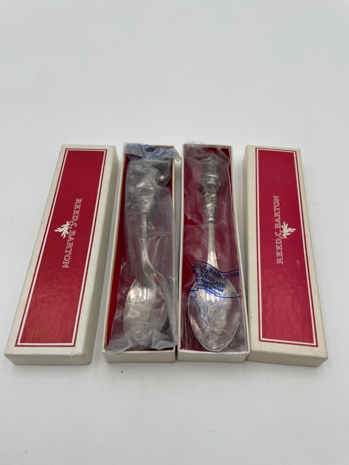 SET 2 Vintage Reed & Barton Silverplate Spoons Children Of Christmas 1983 & 1980
