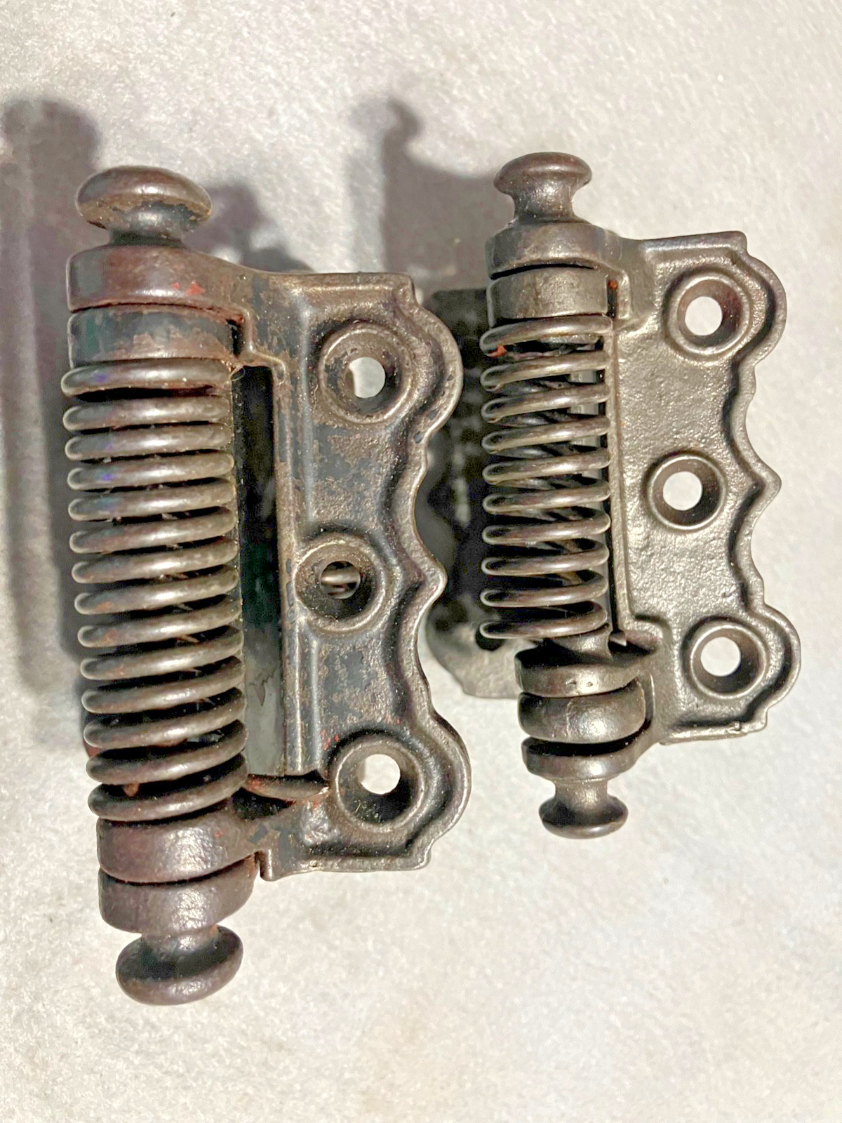 2 Antique Screen Door Original Stover MFG. Cast Iron Spring Loaded Door Hinges