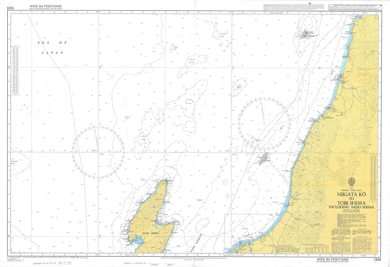 1328 Niigata Ko Tobi Shima Sado Shima Honshu West Coast Japan Chart Admiralty
