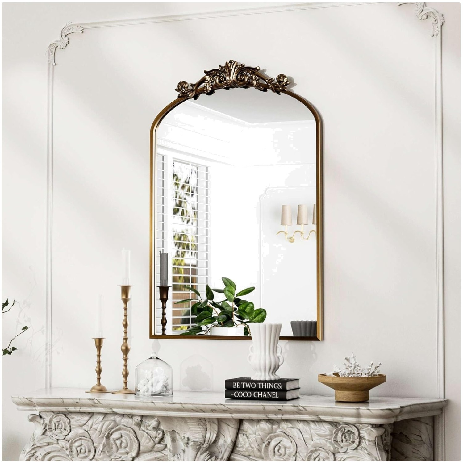 Traditional Large Baroque Mirror 30″x22″ – Stunning Gold Accent for Homes