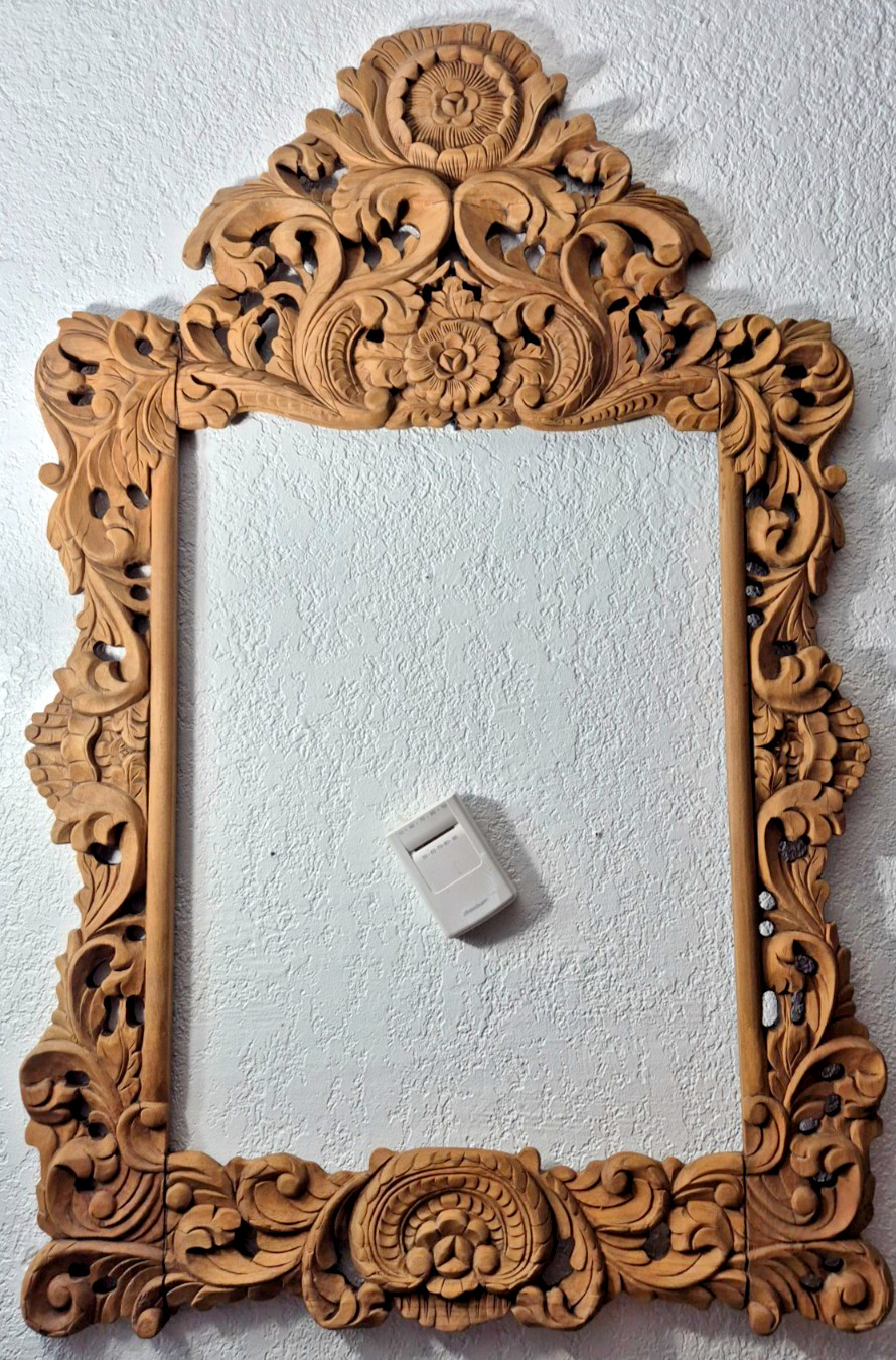 Baroque Antique Carved Wood Mirror Frame 47.5″ H X 30″ W “FRAME ONLY”