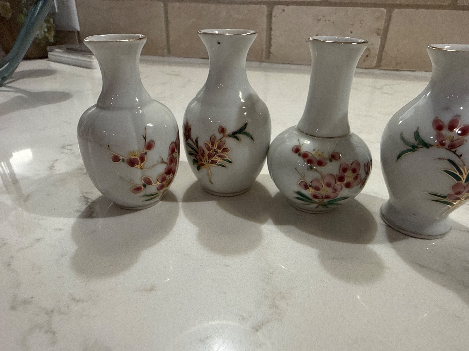 Rare Set Of 4 Mini-Porcelain Flower Vases