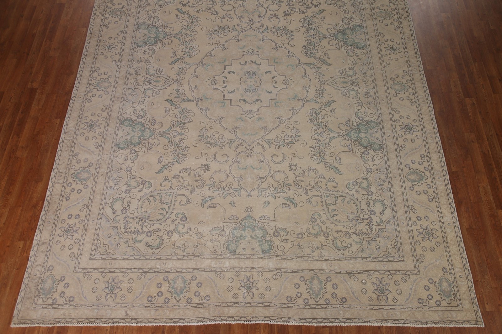 Distressed Traditional Area Rug 10×12 Hand-knotted Wool Vintage for Living Room