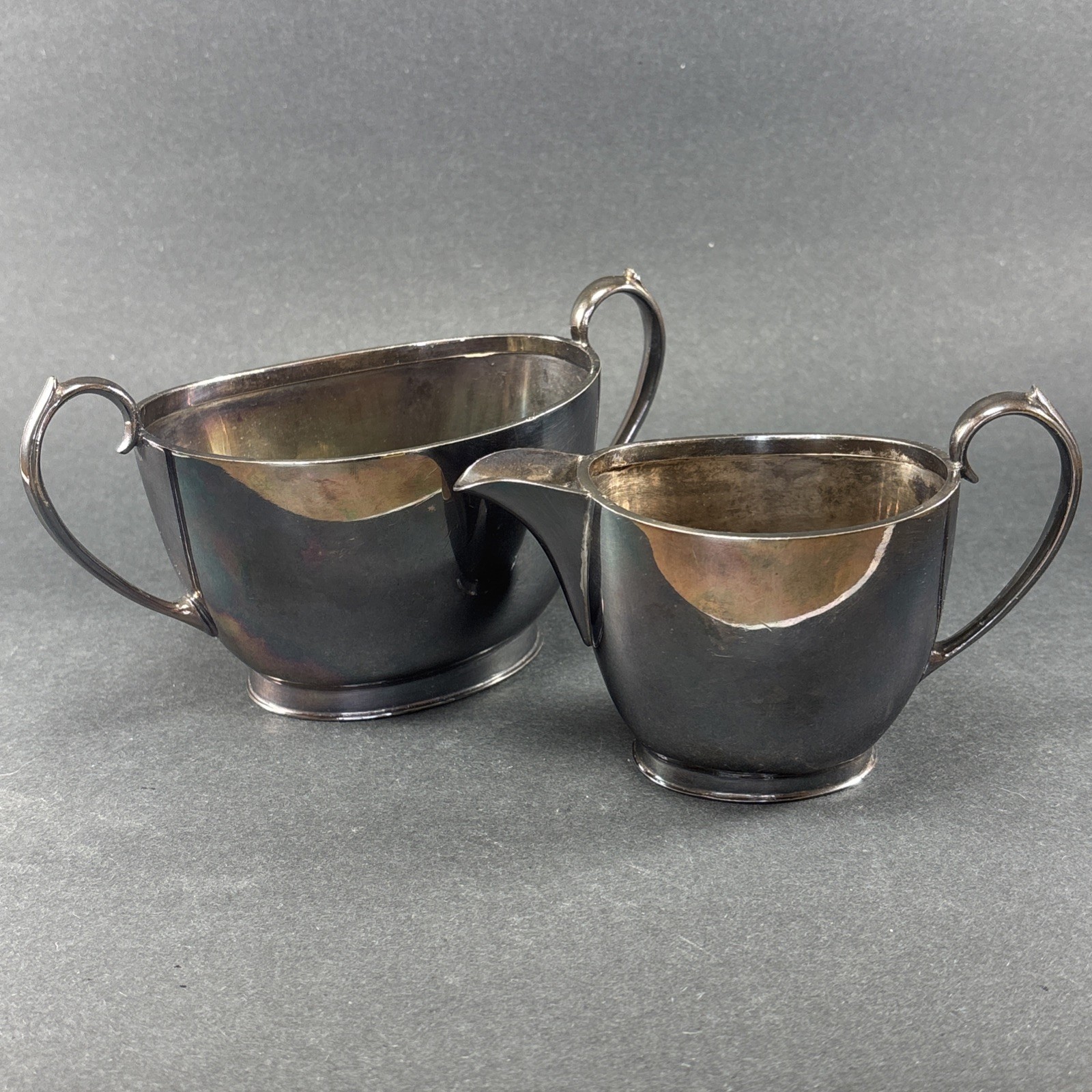 Vintage Atkin Brothers Sheffield Silversmiths Silver Plated Creamer & Sugar Bowl